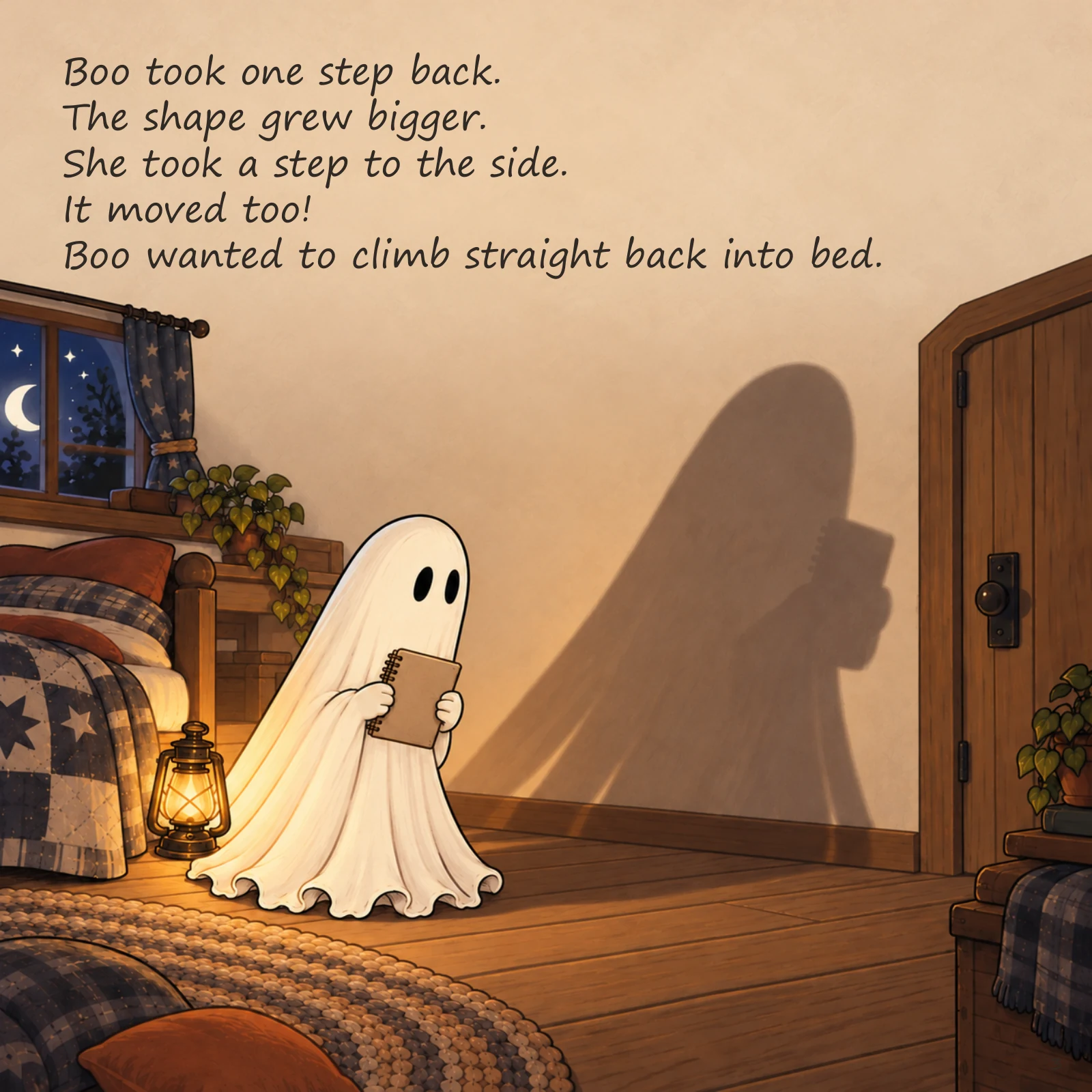 Boo and the Shape in the Dark — illustrated story page 3. Page text is available below.