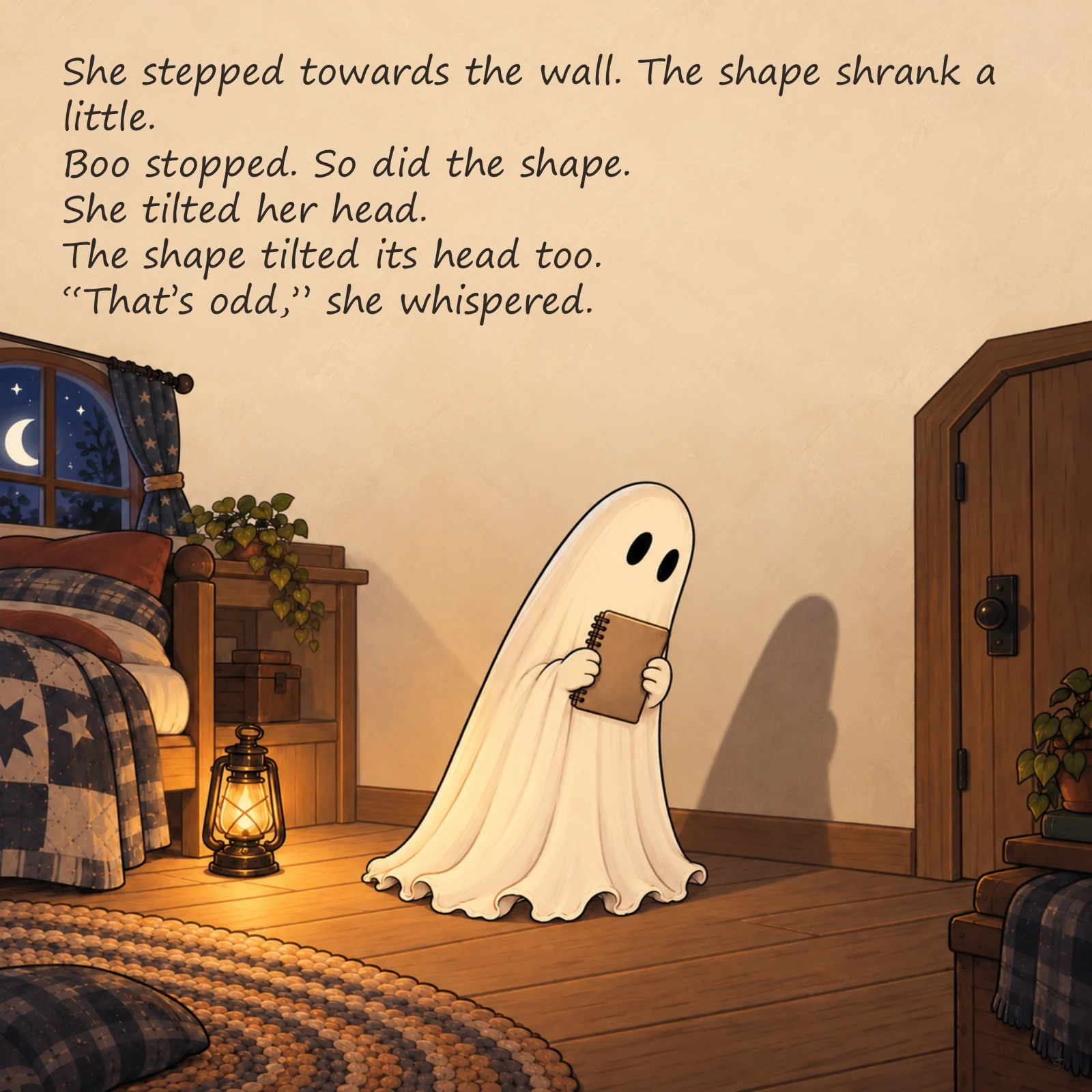 Boo and the Shape in the Dark — illustrated story page 5. Page text is available below.