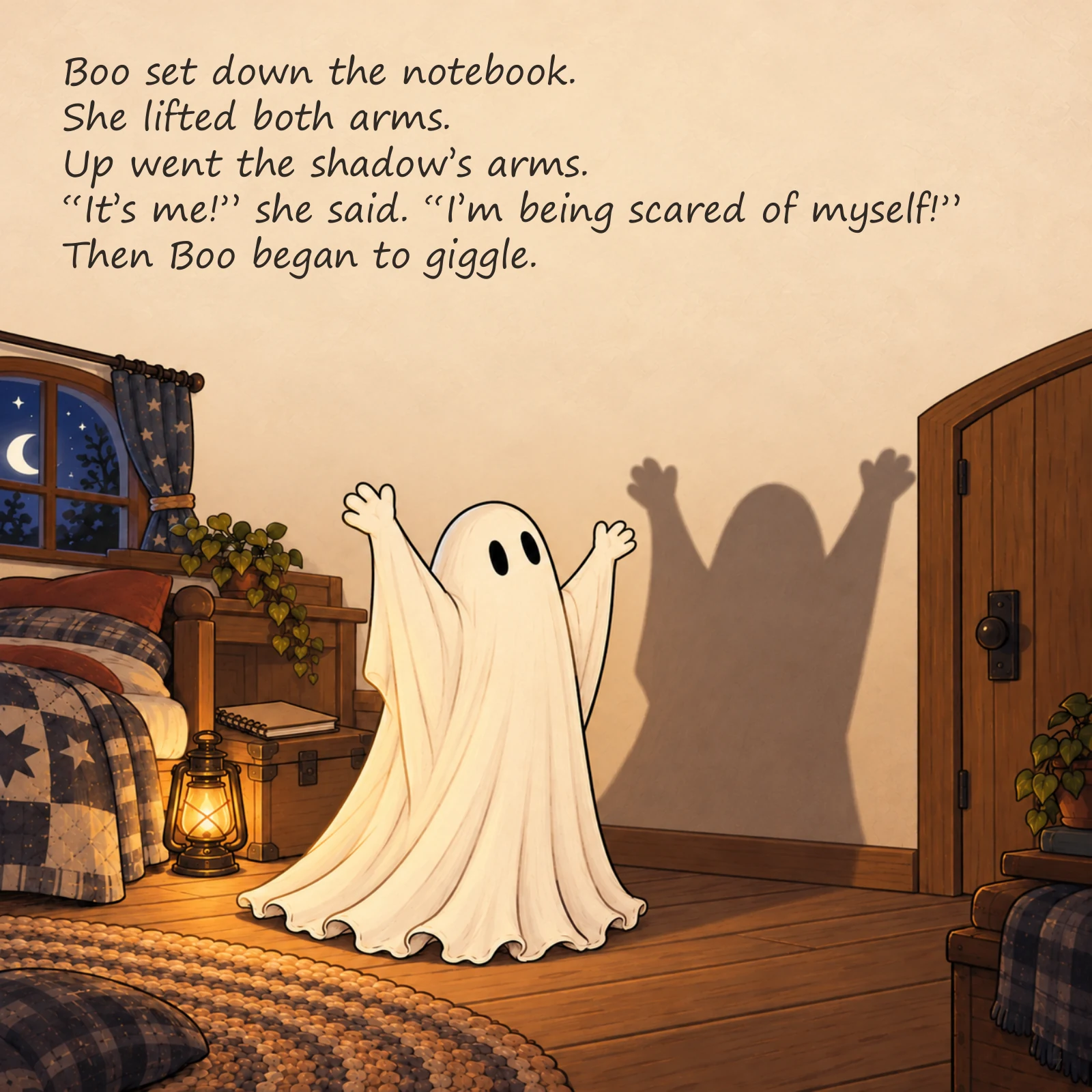 Boo and the Shape in the Dark — illustrated story page 7. Page text is available below.