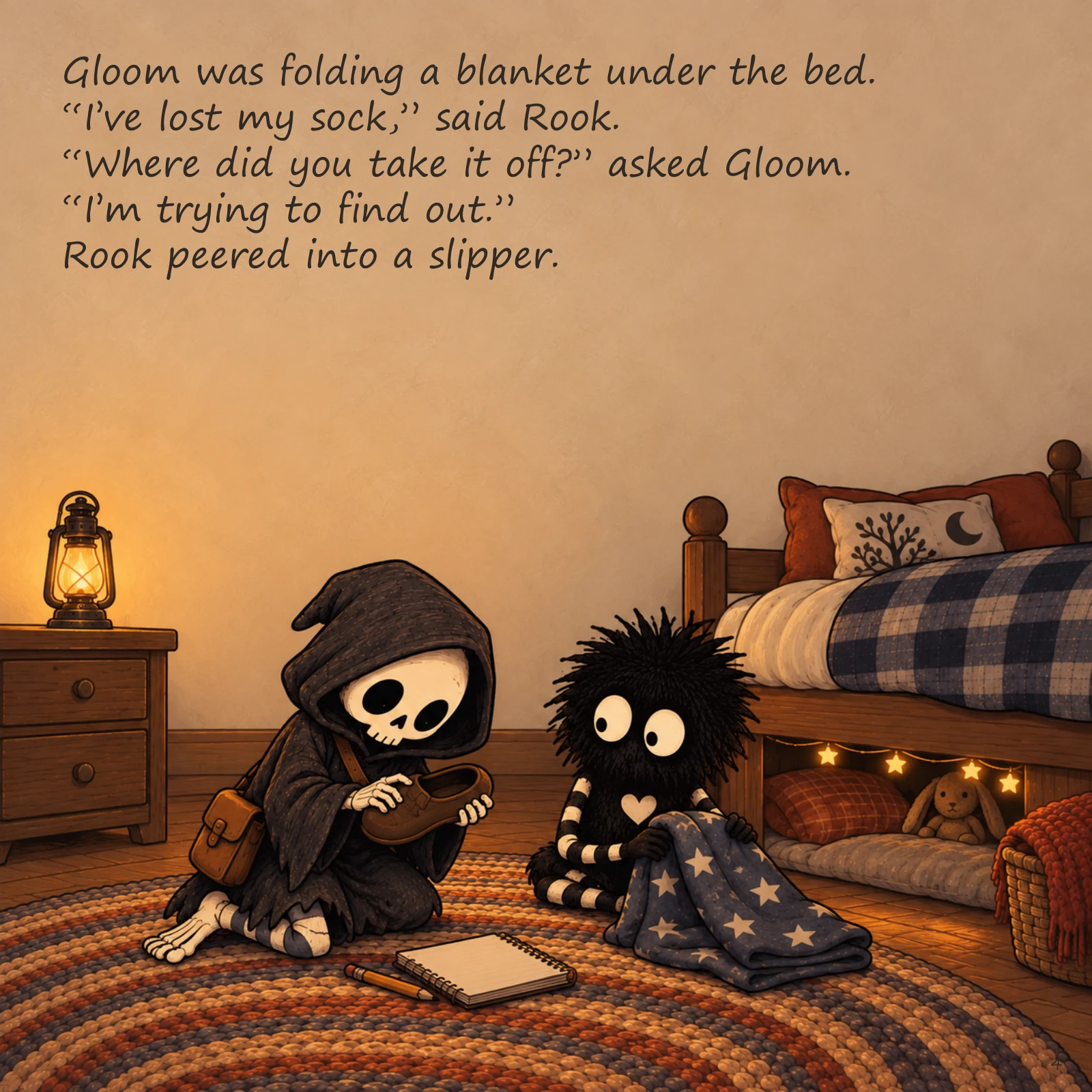 Rook and the Missing Sock — illustrated story page 4. Page text is available below.