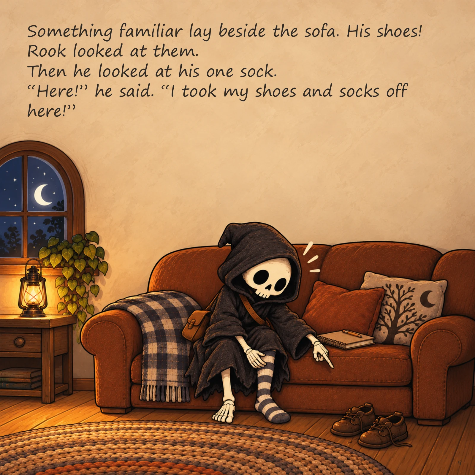 Rook and the Missing Sock — illustrated story page 9. Page text is available below.