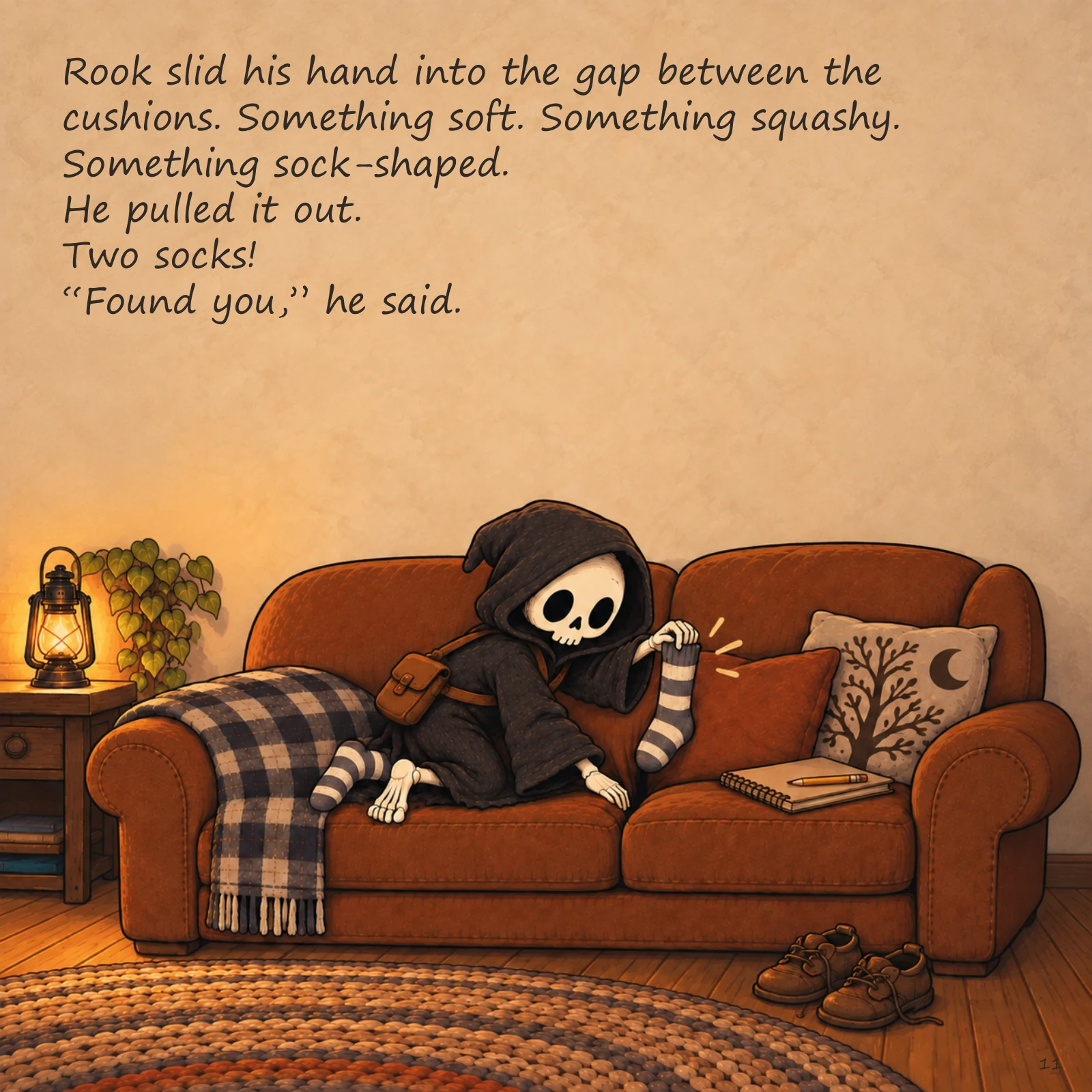 Rook and the Missing Sock — illustrated story page 11. Page text is available below.