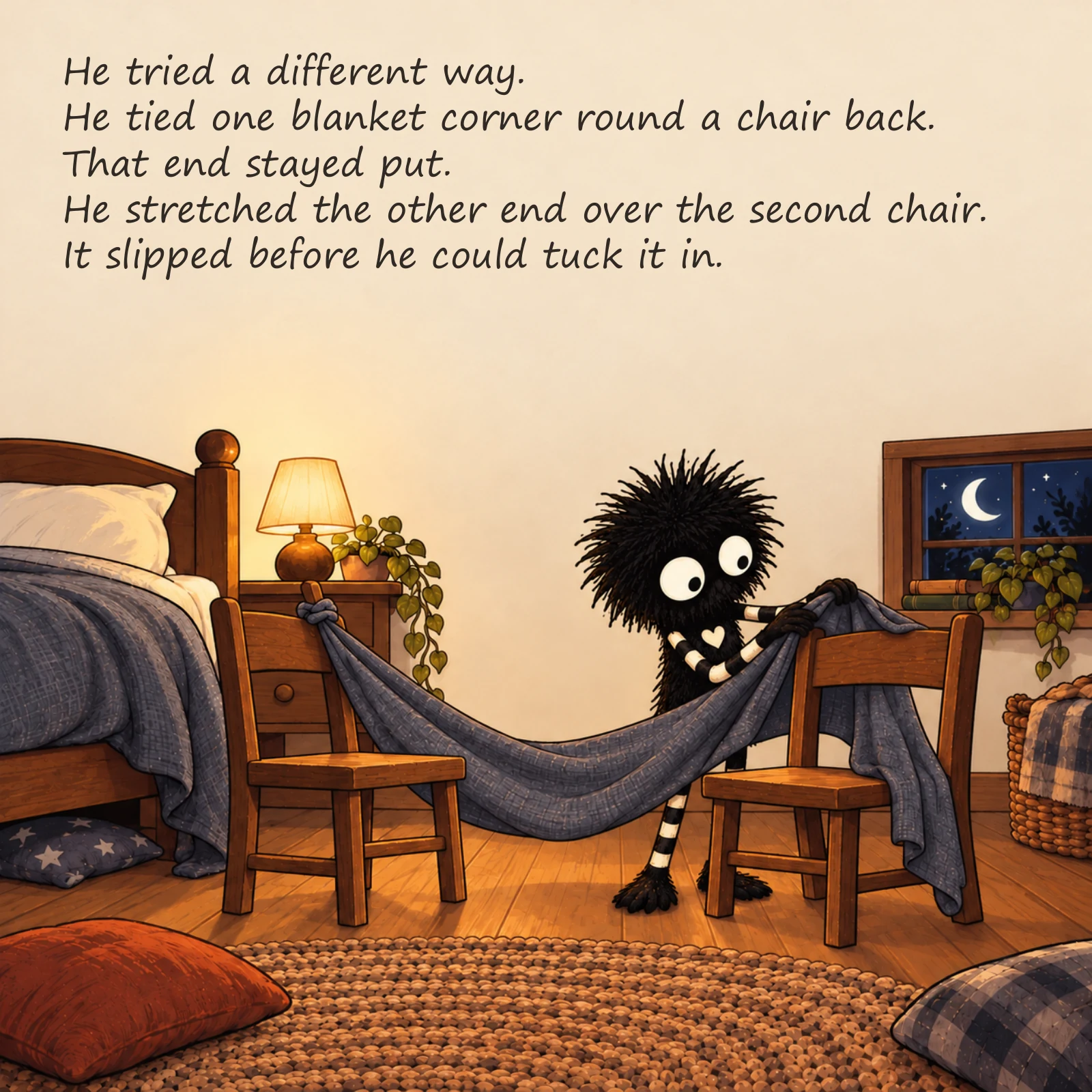 Gloom and the Den That Wouldn’t Stay Up — illustrated story page 4. Page text is available below.
